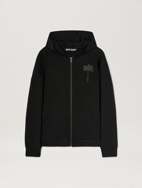 PALM ANGELS  Palms zipped Hoodie IVORY - BLACK PMBA080S25FLE002