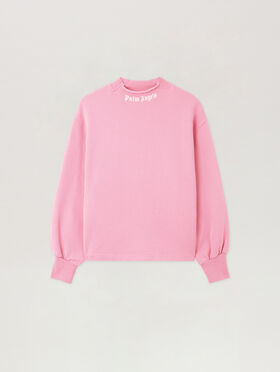 PALM ANGELS Curved Logo Collar Balloon Sweatshirt PINK - OFF WHITE PWBA05EF25FLE001