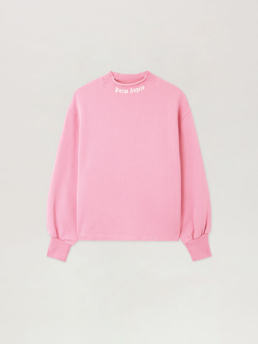Curved Logo Collar Balloon Sweatshirt PALM ANGELS Curved Logo Collar Balloon Sweatshirt PINK - OFF WHITE PWBA05EF25FLE001