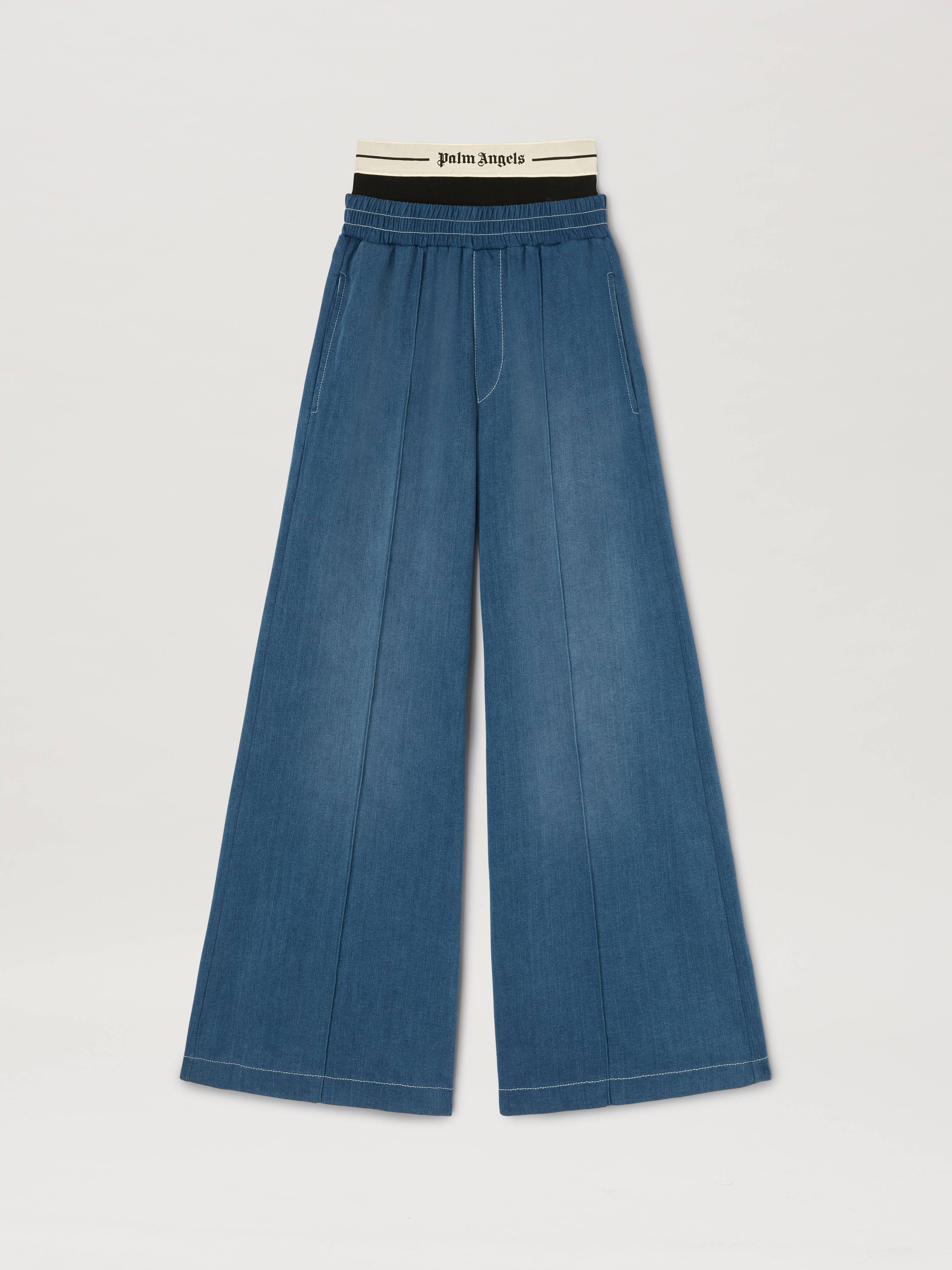 PALM ANGELS  Jogginghose mit Palme INDIGO BLUE - OFF WHITE PWCH024S25FAB001