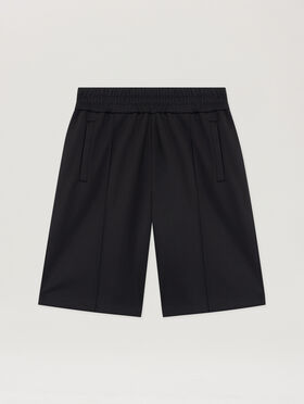 PALM ANGELS Back Curved Logo Track Shorts BLACK OFF WHITE PMCL00AS26FAB001