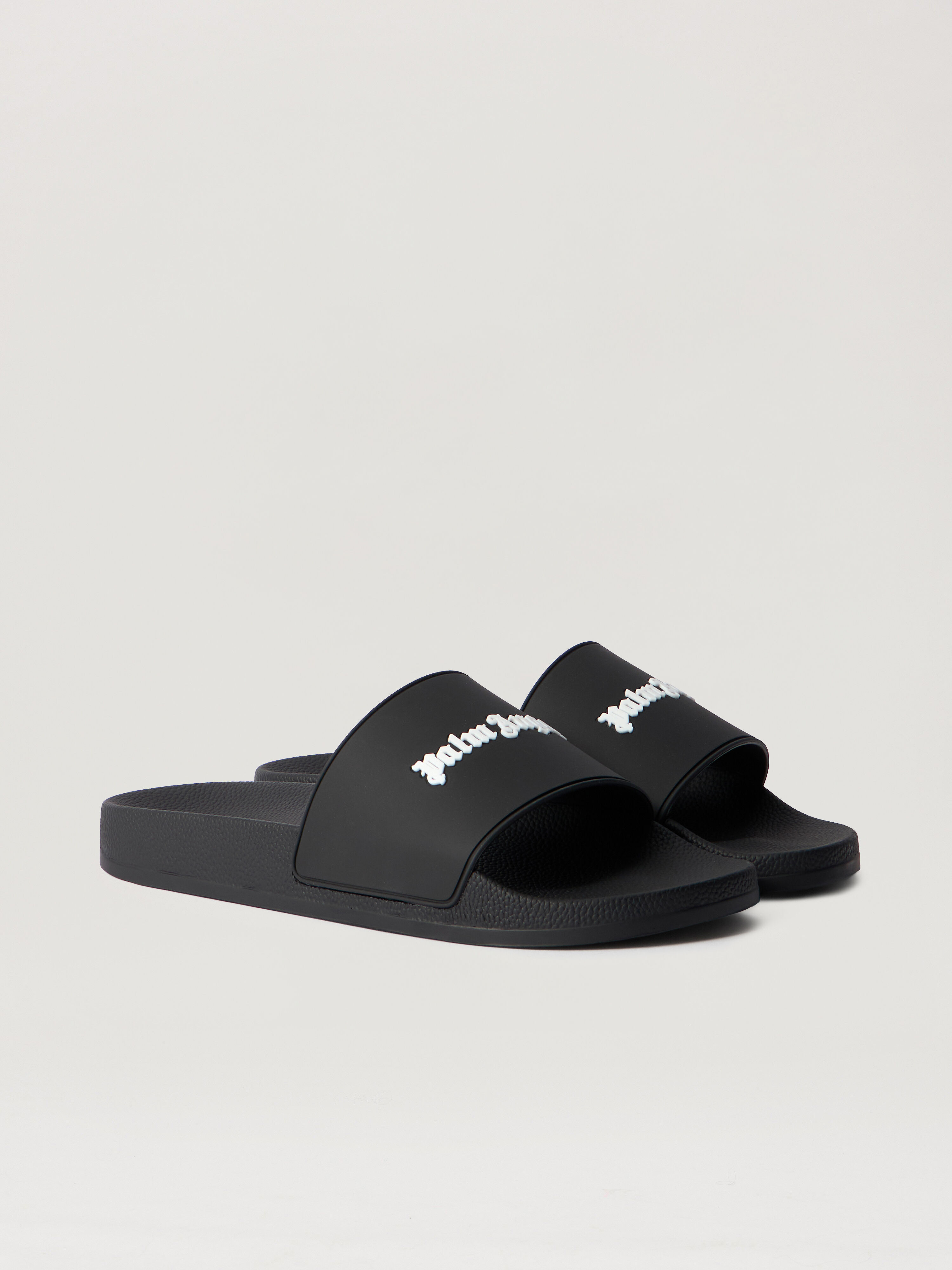 PALM ANGELS Classic Logo Sliders BLACK WHITE PMIC017S26MAT004