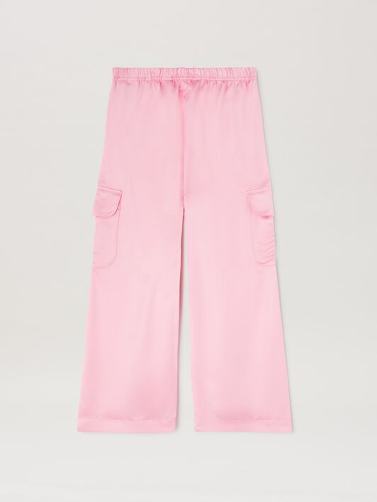 PALM ANGELS  Satiin Cargo Track Pants ROSE PINK SAND PGCF004S25FAB001