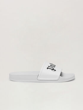 PALM ANGELS Pool Slider WHITE BLACK PWIC002C99PLA003