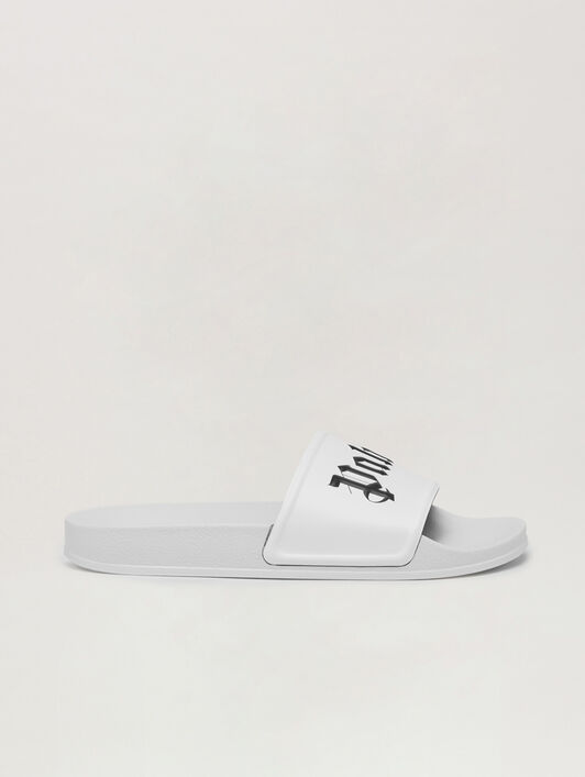 PALM ANGELS Pool Slider WHITE BLACK PWIC002C99PLA003