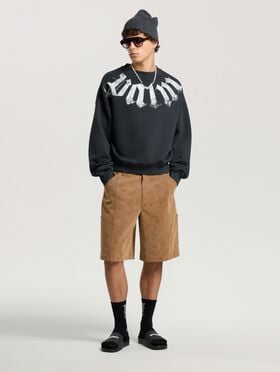 PALM ANGELS Big Neck Logo Loose Sweatshirt BLACK - OFF WHITE PAMBA04F26FL01