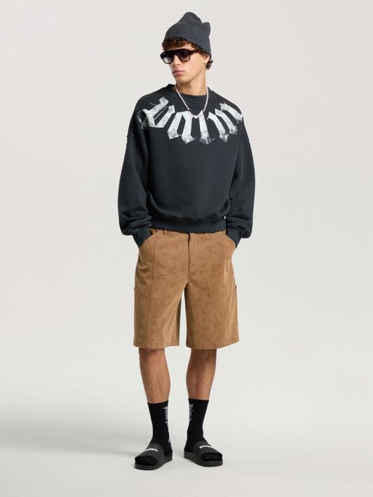 Big Neck Logo Loose Sweatshirt PALM ANGELS Big Neck Logo Loose Sweatshirt BLACK - OFF WHITE PAMBA04F26FL01
