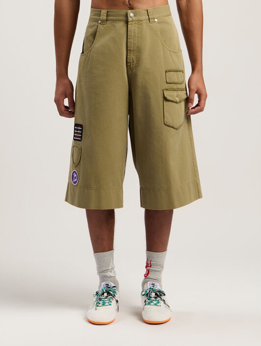Military Patch Bermuda Shorts PALM ANGELS Military Patch Bermuda Shorts ARMY GREEN - MULTICOLOR PMCB05AF25FAB001