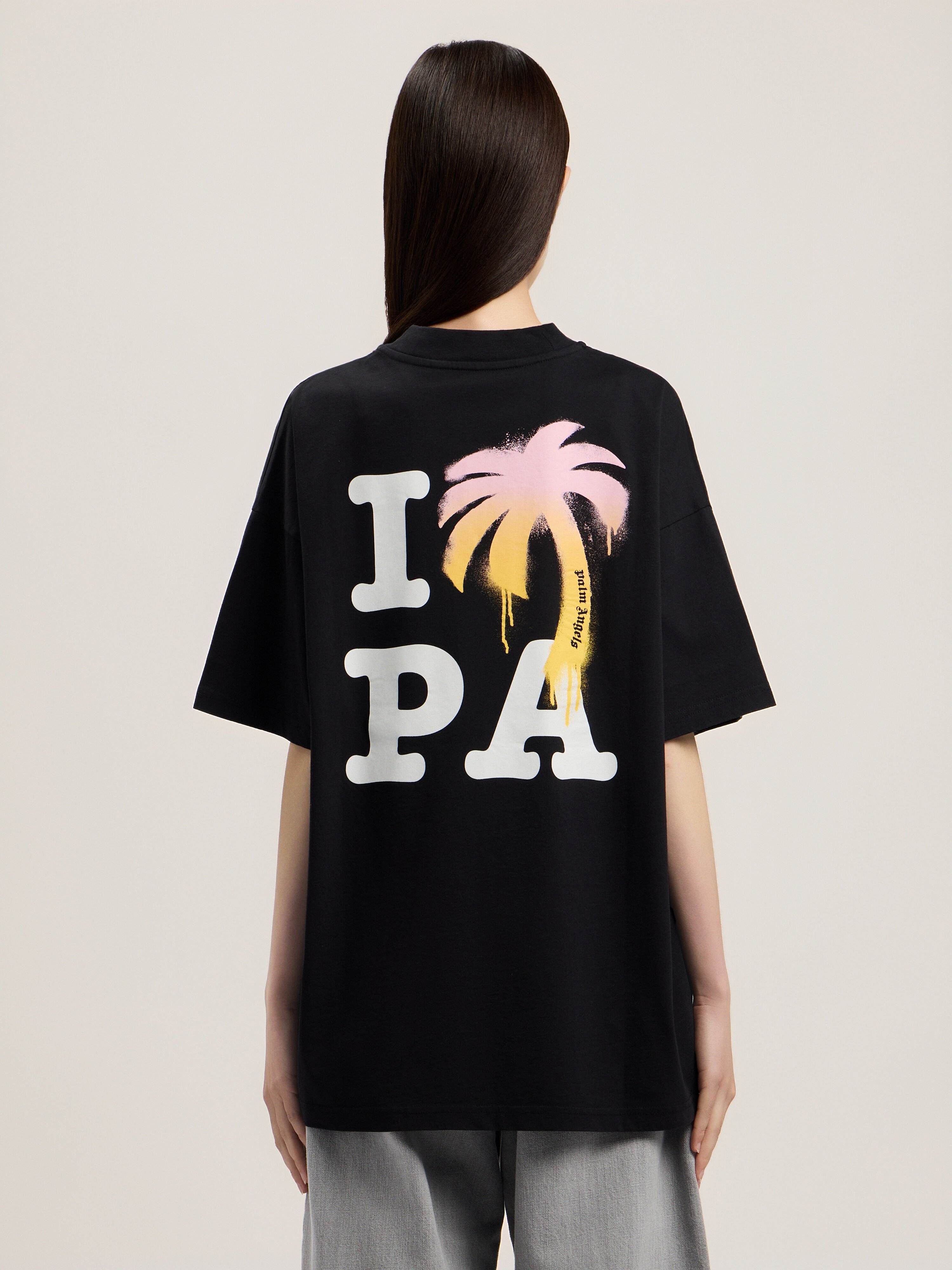 PALM ANGELS I Love PA Loose T-Shirt BLACK WHITE PWAA07BS26JER004