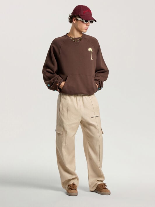 Feel High Regular Crewneck Sweatshirt PALM ANGELS Feel High Regular Crewneck Sweatshirt BROWN - MULTICOLOR PAMBA07F26FL01