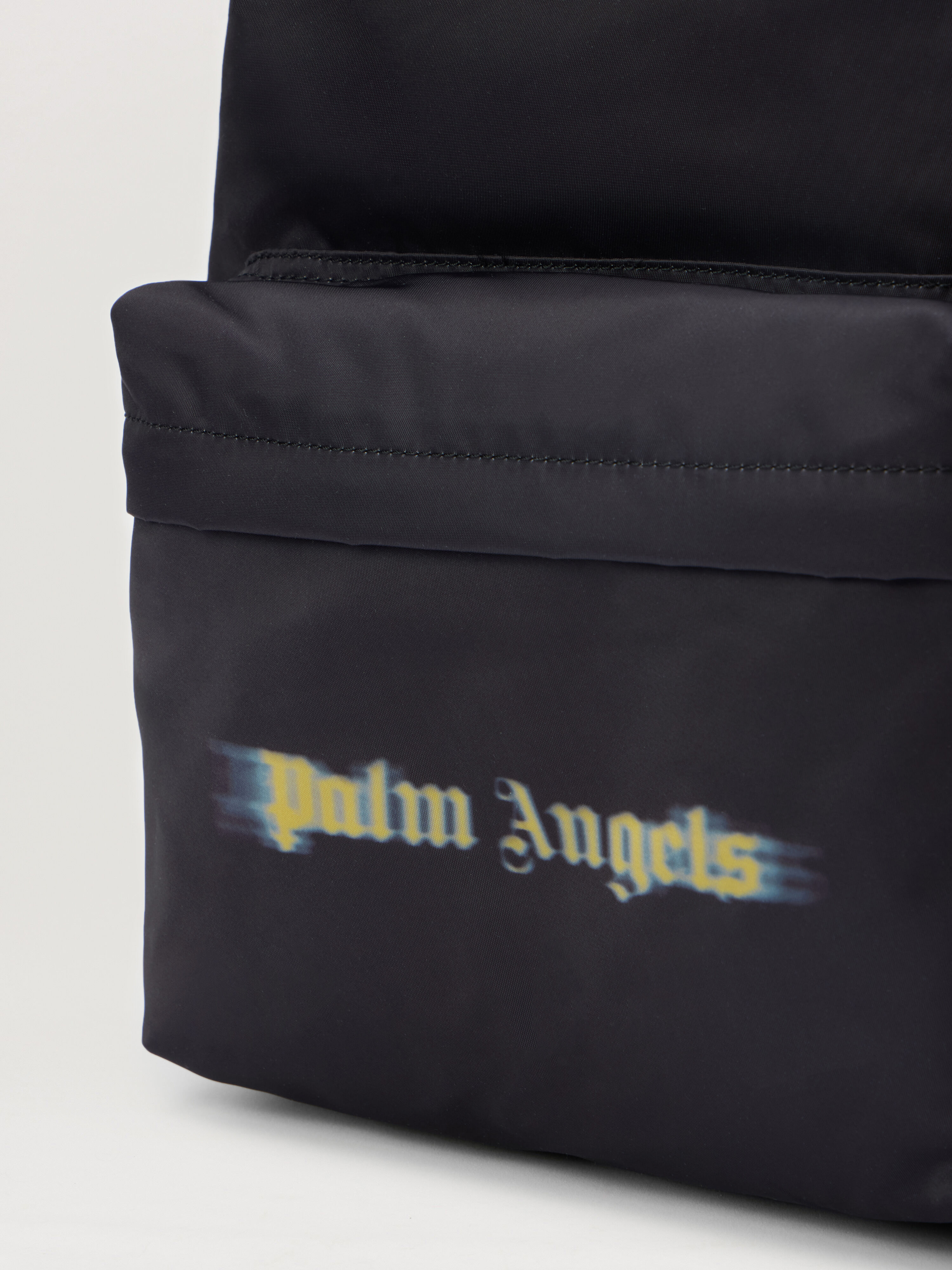 PALM ANGELS Blurred Logo Big Backpack BLACK - OCHER YELLOW PBNB018F25FAB001