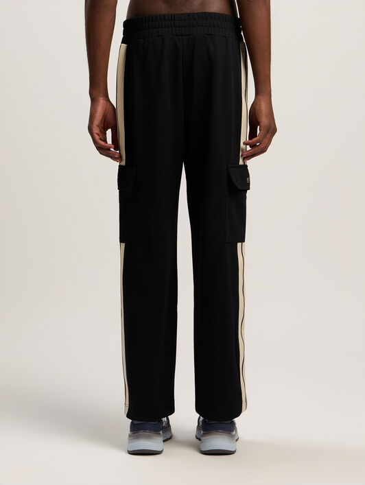 PALM ANGELS Classic Logo Cargo Track Pants BLACK - OFF WHITE PMCJ04BF25FAB001