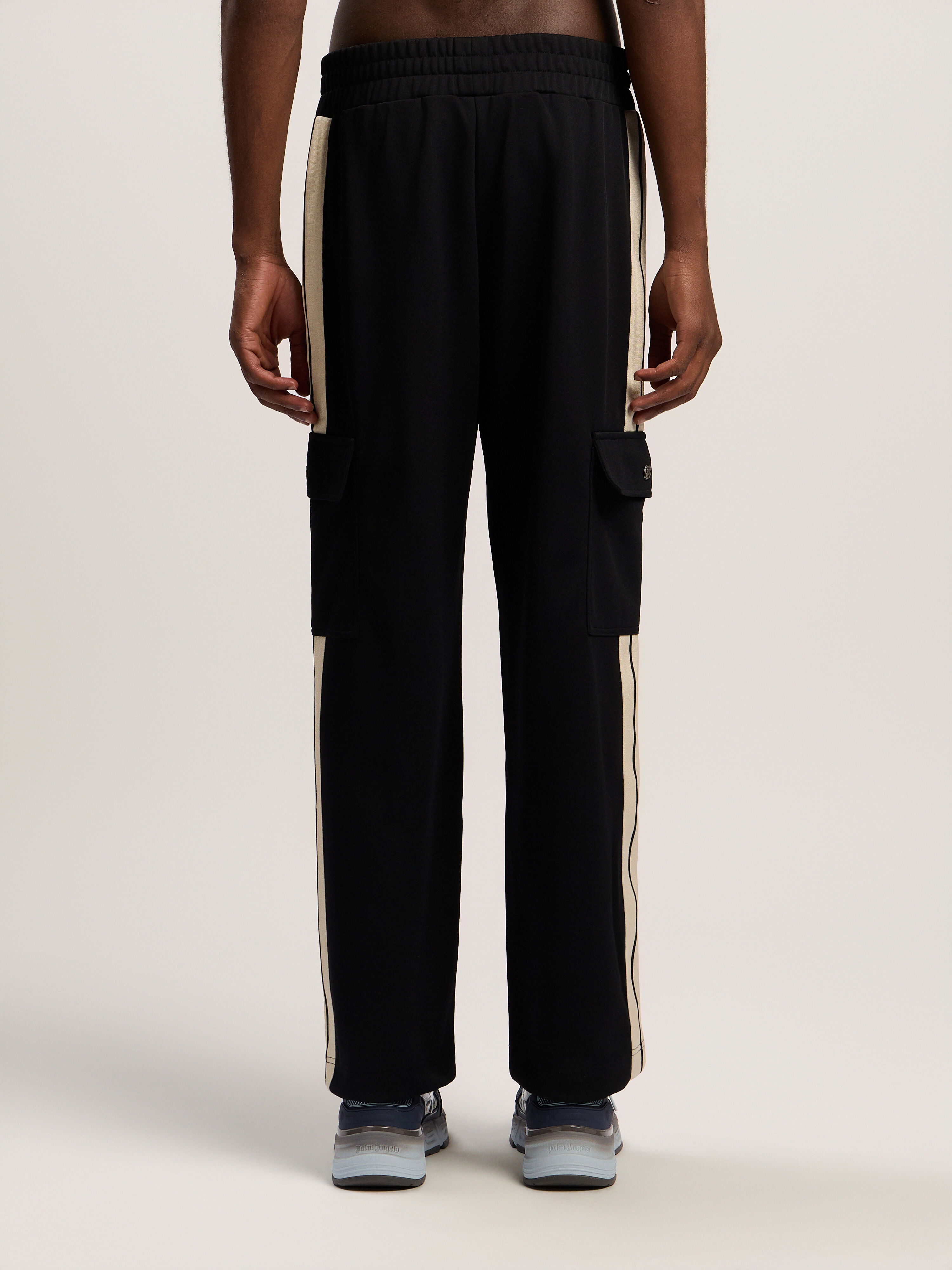 PALM ANGELS Classic Logo Cargo Track Pants BLACK - OFF WHITE PMCJ04BF25FAB001