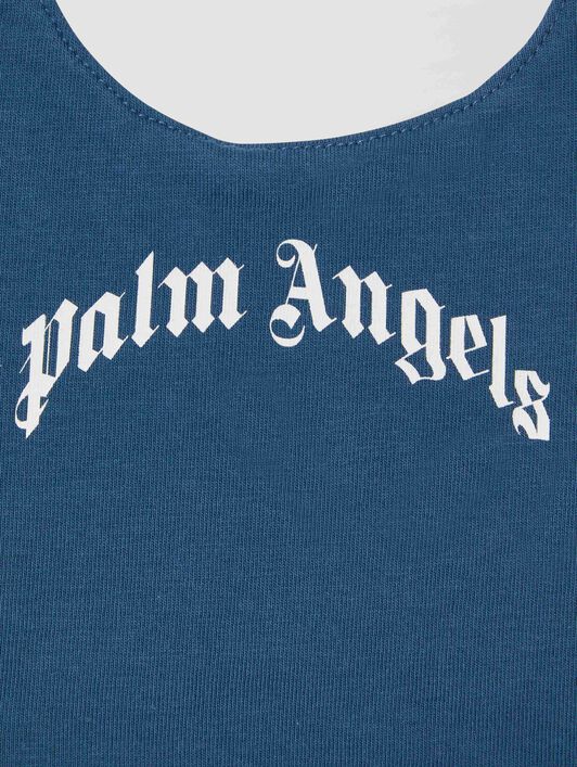 PALM ANGELS  Curved logo bib BLUE OFFWHITE PBXA001S25JER001