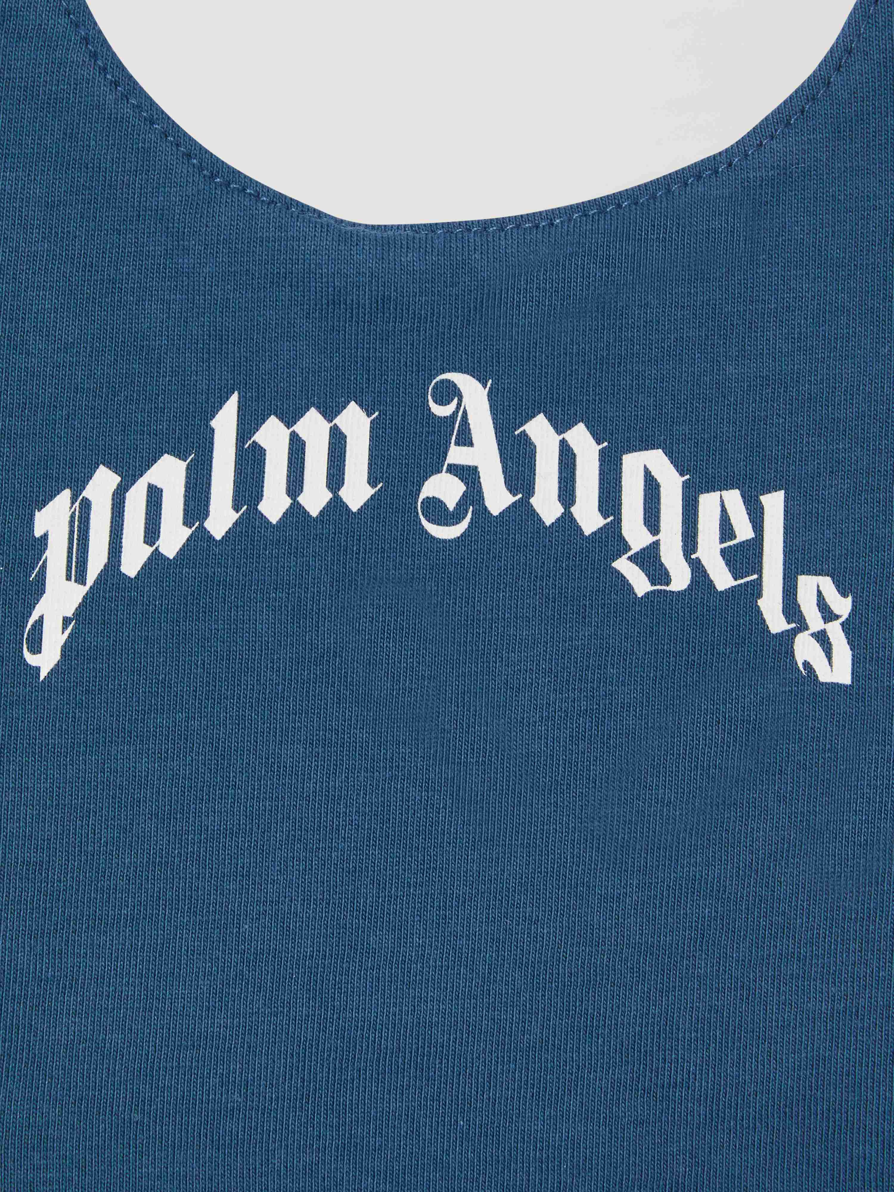 PALM ANGELS  Curved logo bib BLUE OFFWHITE PBXA001S25JER001