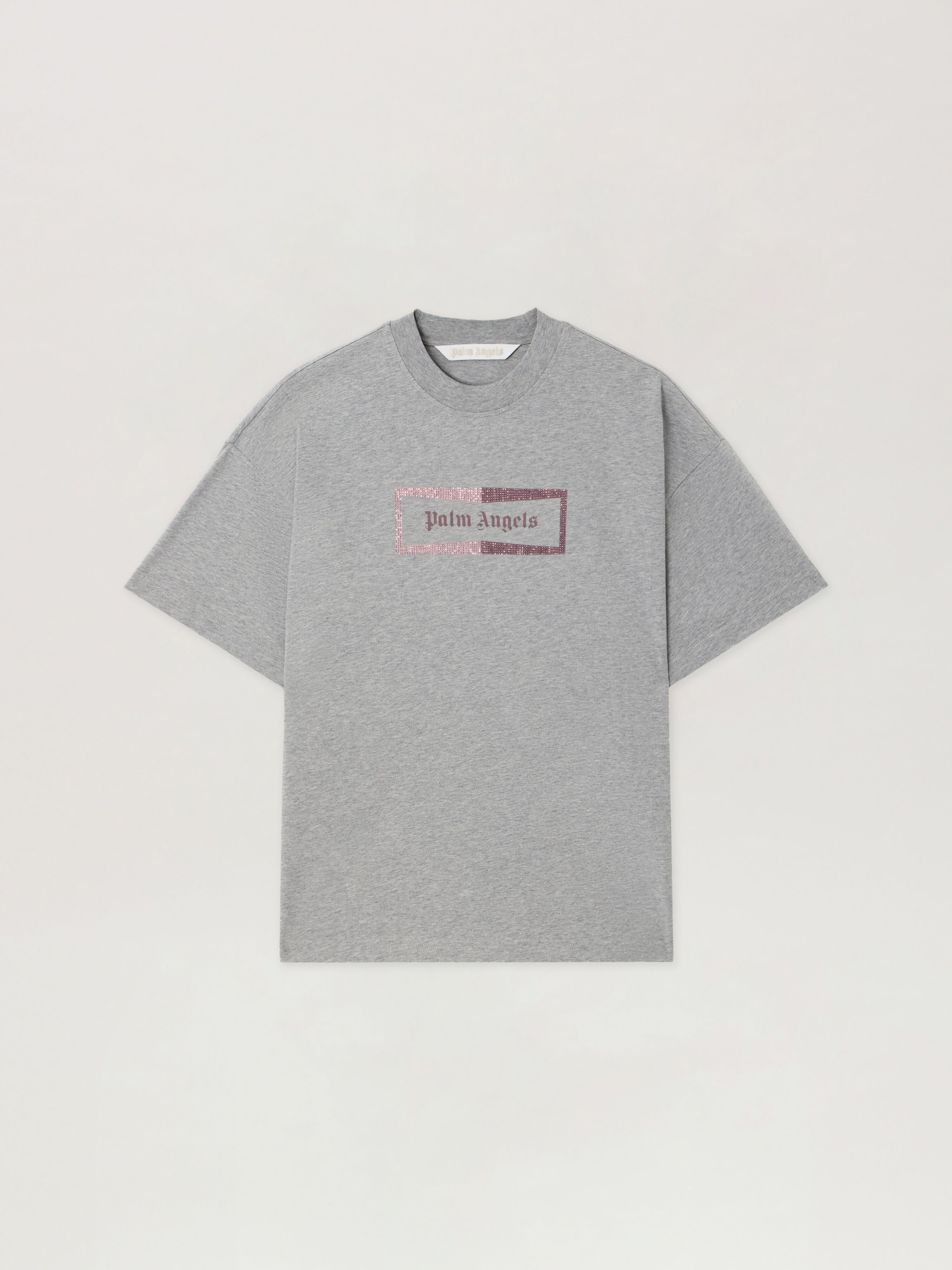 PALM ANGELS T-Shirt Ampia Con Logo Stud Box GREY MELANGE - PINK PAWAA05F26JR02