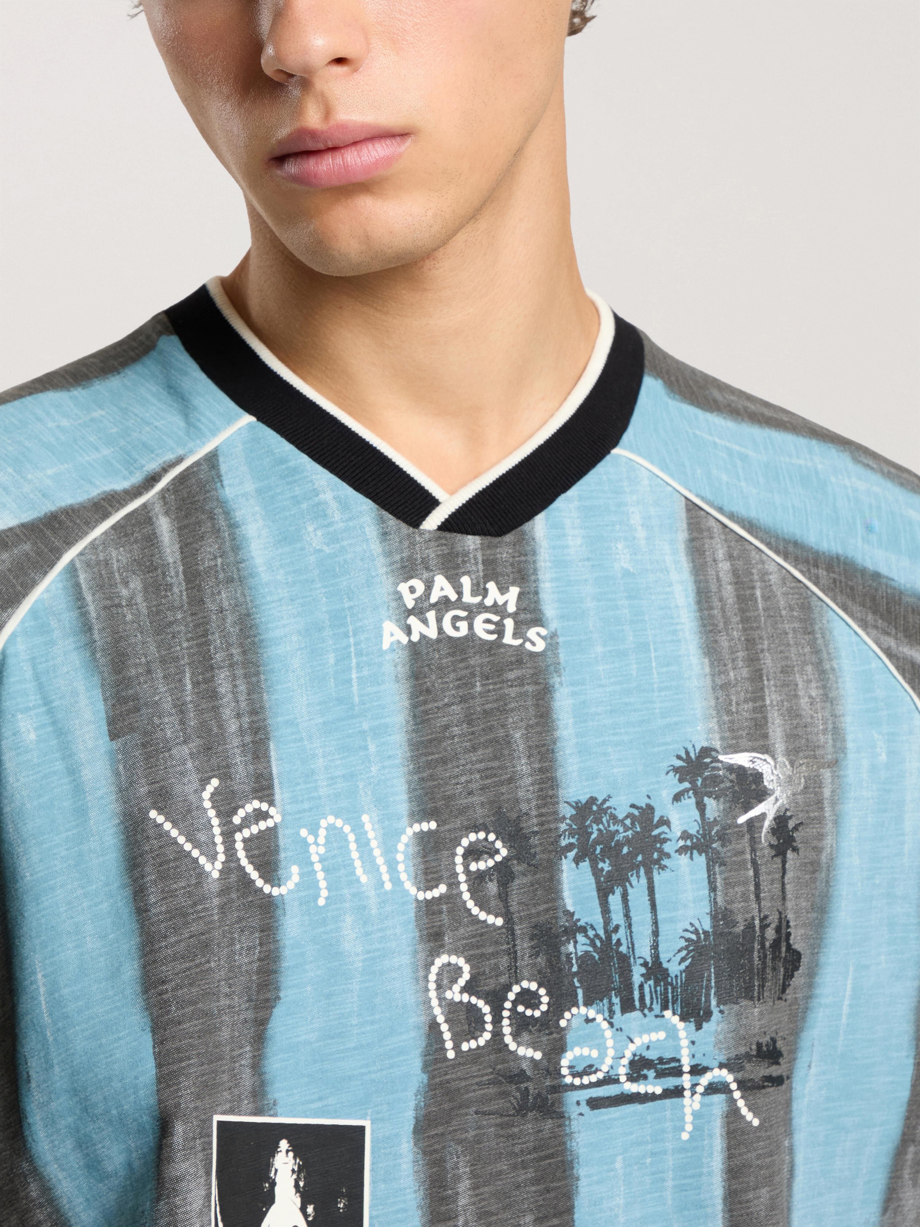 Soccer Cali Regular T-Shirt PALM ANGELS Soccer Cali Regular T-Shirt BLACK - BLUE PAMAA09F26JR01