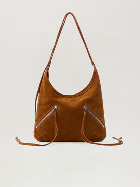 PALM ANGELS Zip-Up Suede Maxi Bag BEIGE - BEIGE PWNN03FF25LEA001