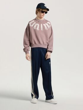 PALM ANGELS Palm Tree Striped Track Pants NAVY BLUE - OFF WHITE PAMCJ09W26FB01