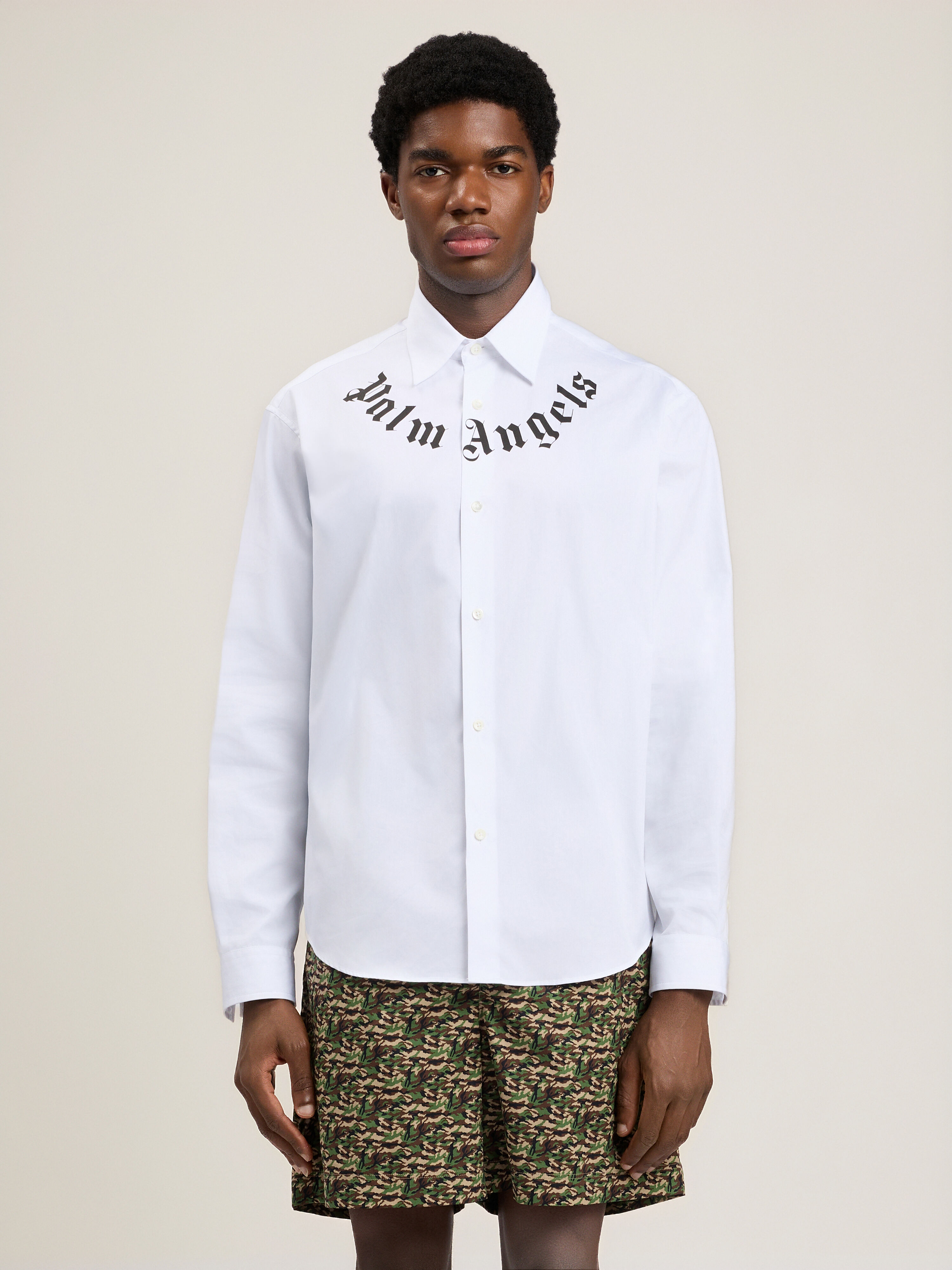 Neck Logo Shirt PALM ANGELS Neck Logo Shirt OFF WHITE - BLACK PAMGE001FB001