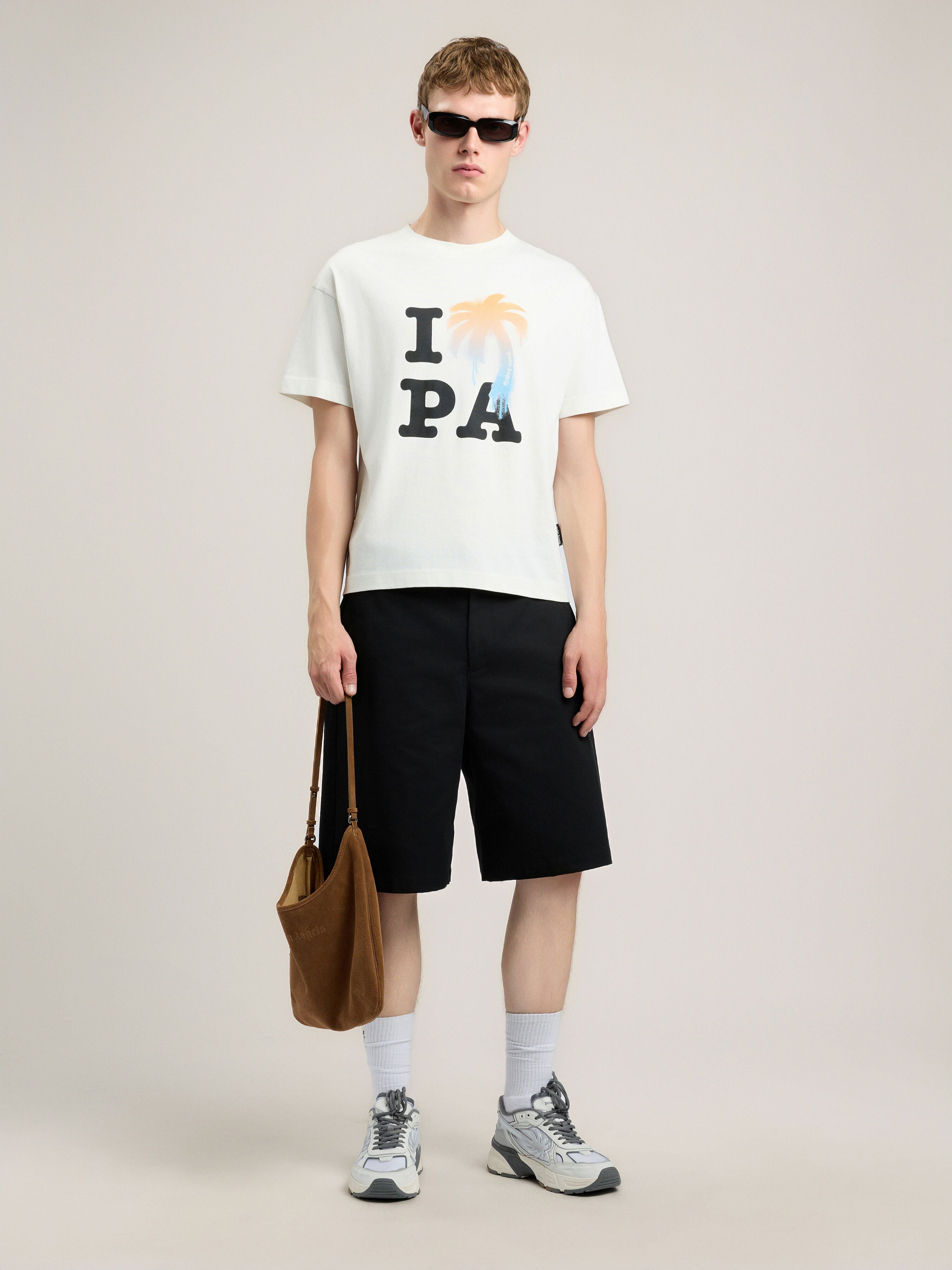 PALM ANGELS I Love PA T-Shirt OFF WHITE BLACK PMAA109S26JER007