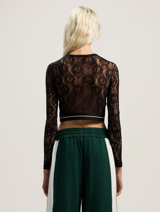 Classic Logo Lace Top PALM ANGELS Classic Logo Lace Top BLACK - BLACK PWAD07CF25FAB001