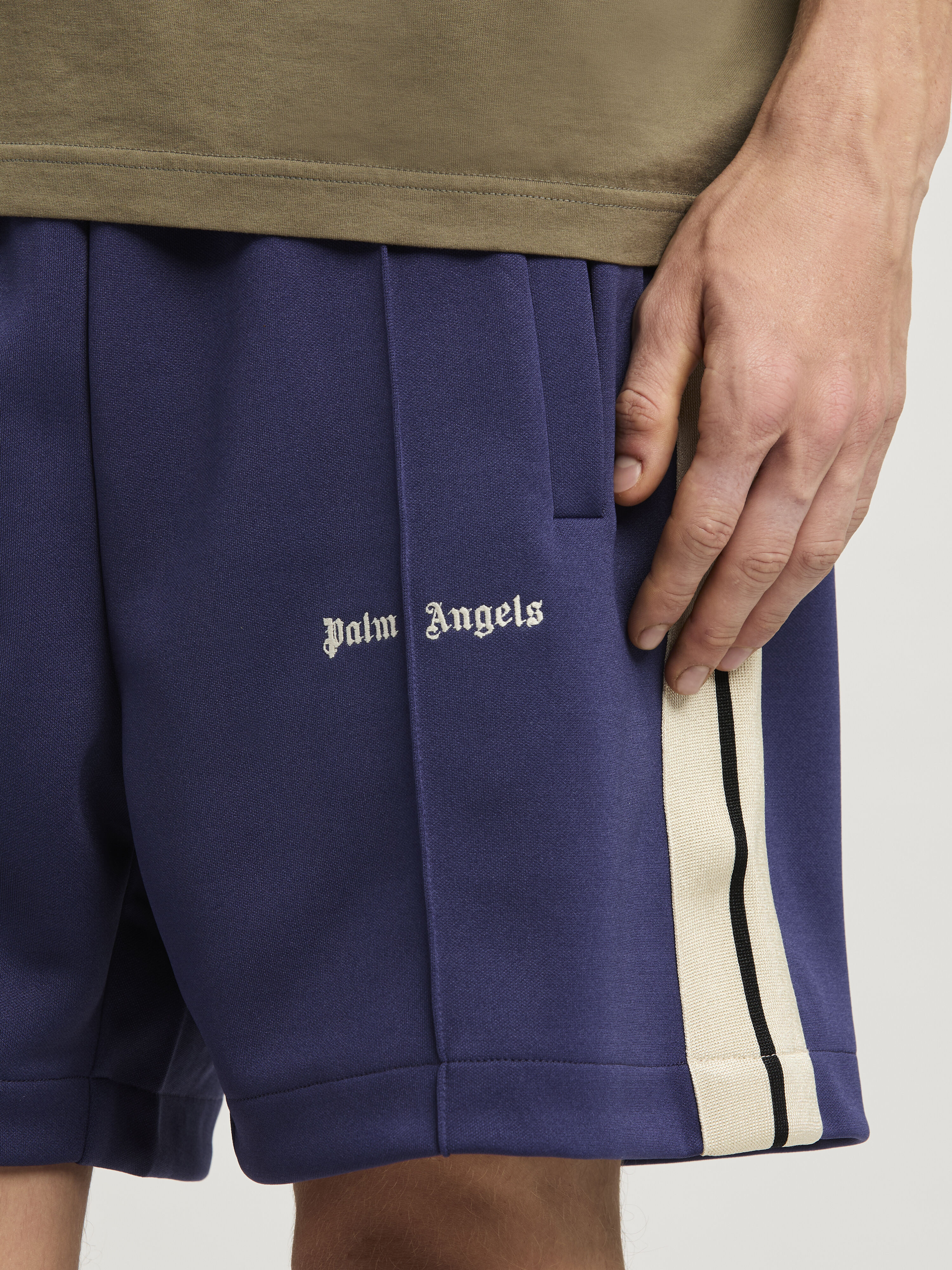PALM ANGELS Classic Logo Track Shorts Navy Blue  Off NAVY BLUE  OFF WHITE PMCL004C99FAB001