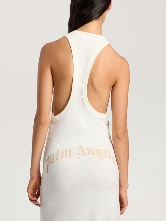 PALM ANGELS Curved Logo Essential Dress OFF WHITE - KAKI PAWDH01F26JR01