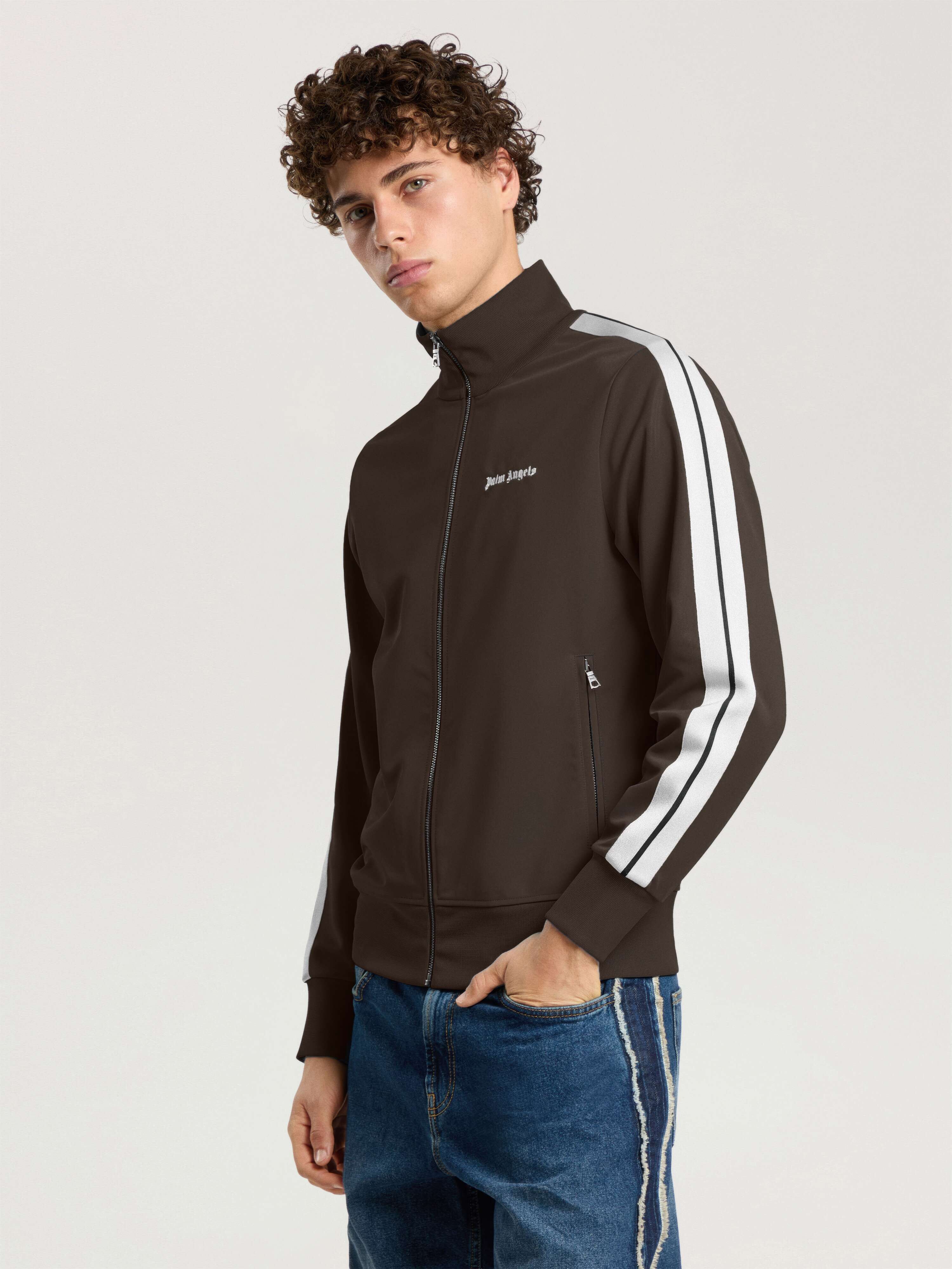 Classic Logo Track Jacket PALM ANGELS Classic Logo Track Jacket BROWN - OFF WHITE PAMBD01F26FB01