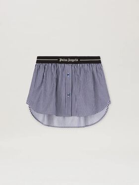 PALM ANGELS  Minirock mit gestreiftem Logo-Band BABY BLUE - OFF WHITE PWAA017S25JER001