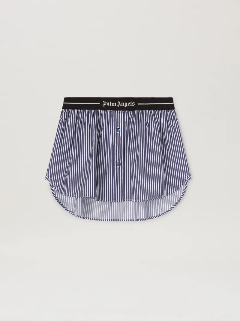PALM ANGELS  Logo band striped mini skirt NAVY BLUE - OFF WHITE PWCC087S25FAB001