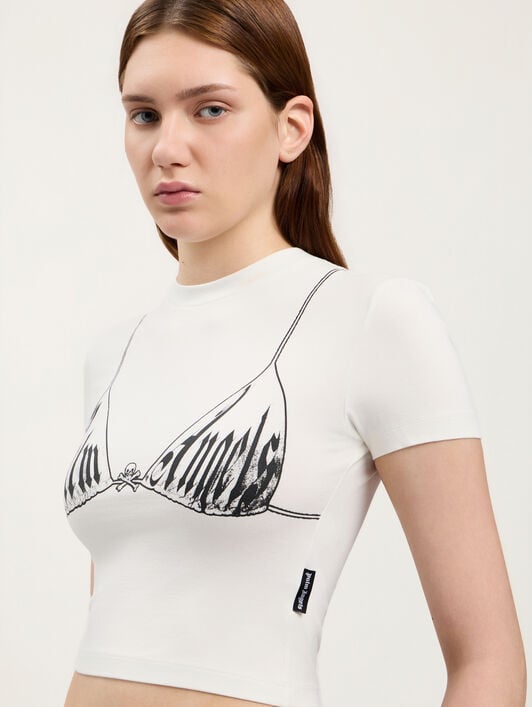 Palm Bra Baby T-Shirt PALM ANGELS Palm Bra Baby T-Shirt OFF WHITE BLACK PWAA077S26JER002