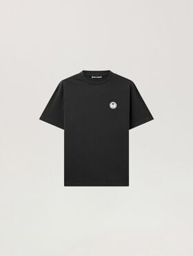 PALM ANGELS Palm Tree Regular T-Shirt BLACK - OFF WHITE PAMAA01F26JR02