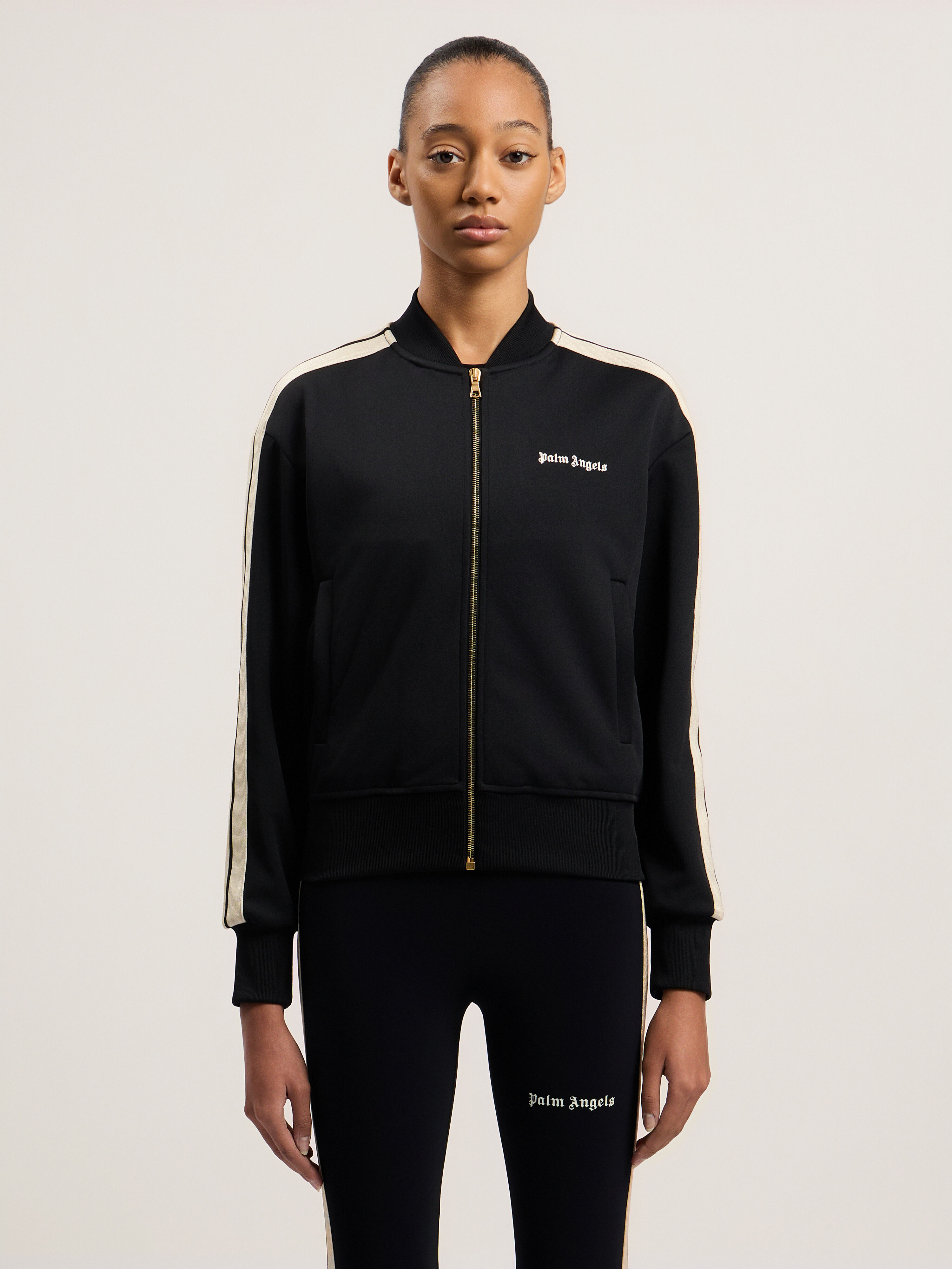 PALM ANGELS Classic Logo Track Bomber Jkt BLACK OFF WHITE PWBD050C99FAB001