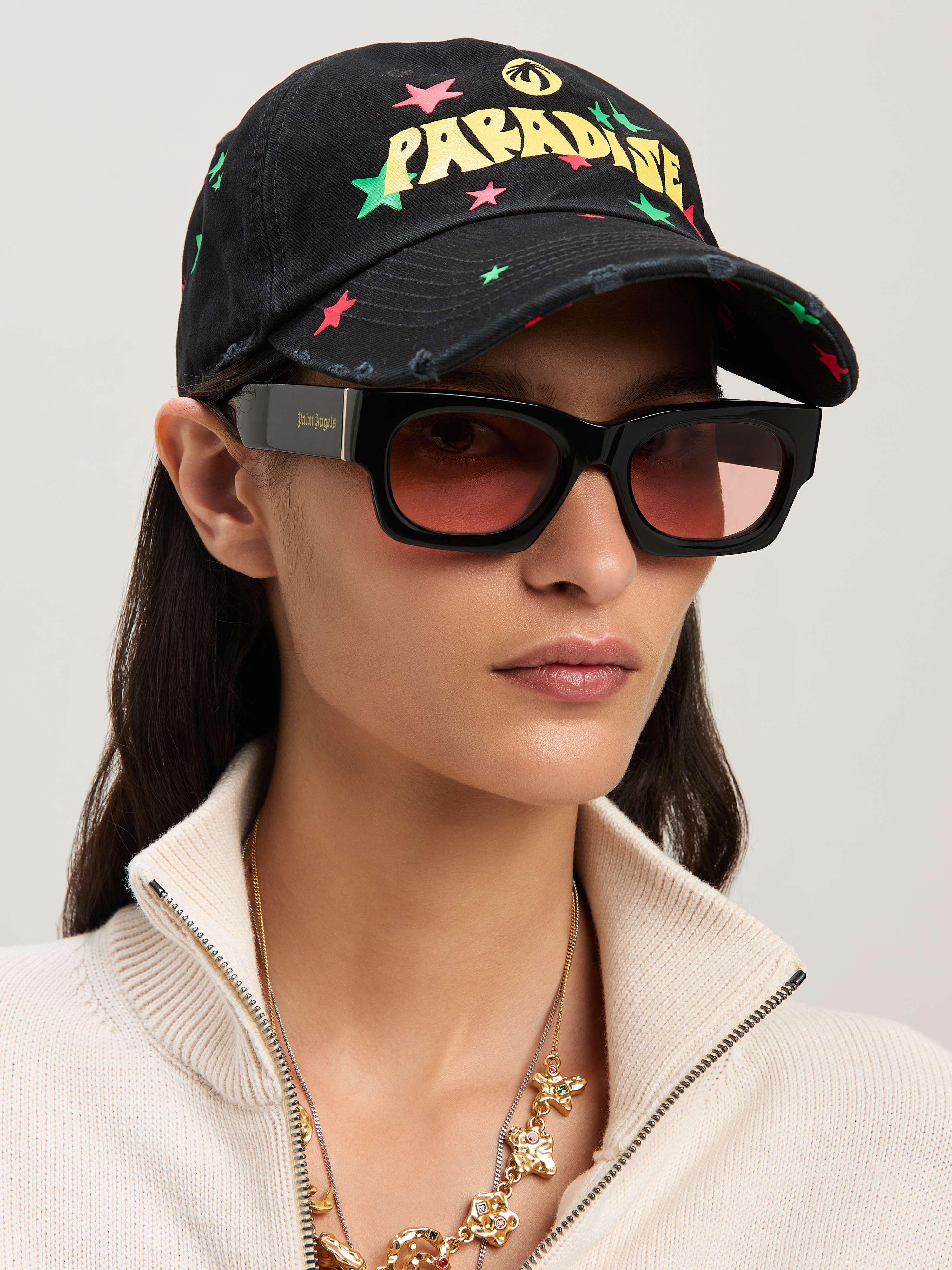 PALM ANGELS  Paradise baseball cap BLACK - YELLOW PMLB108S25FAB003