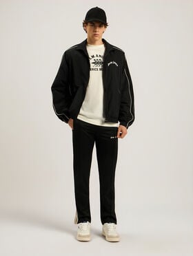 PALM ANGELS Curved Logo Windbreaker BLACK - OFF WHITE PAMEB01F26FB01