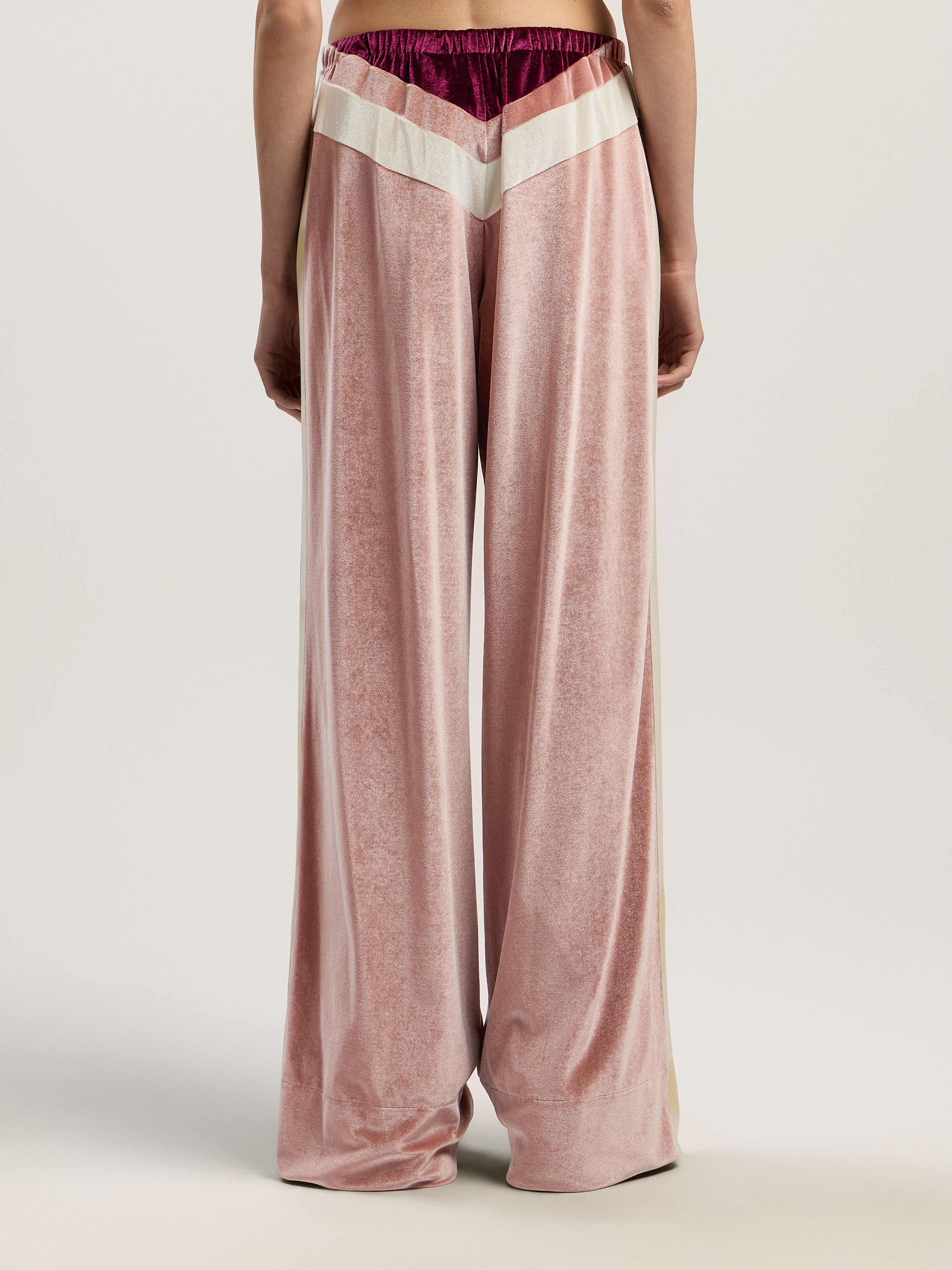 PALM ANGELS Colorblock Chenille Track Pants SOFT PINK - BURGUNDY PWCJ038F25FAB001
