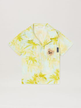 PALM ANGELS  All over palm print short sleeves shirt SKYBLUE BROWN PBDX001S25FAB001