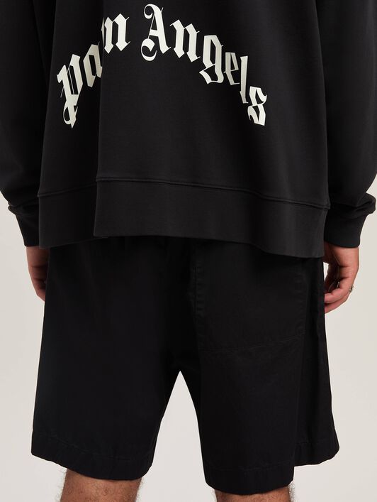 PALM ANGELS  Hoodie mit geschwungenem Logo und Reißverschluss BLACK - OFF WHITE PMBE016S25FLE003