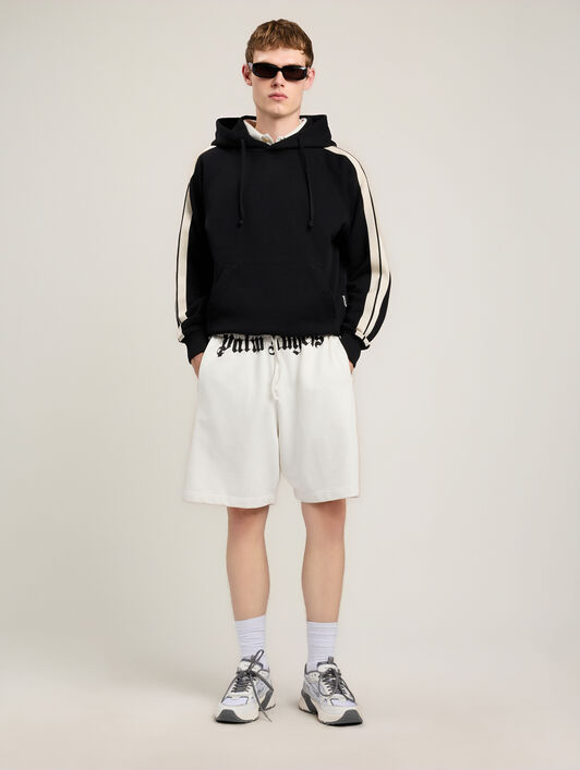 PALM ANGELS Back Curved Logo Track Hoodie BLACK OFF WHITE PMBB17QS26FLE001