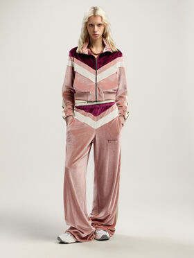 PALM ANGELS Colorblock Chenille Track Jacket SOFT PINK - BURGUNDY PWBD066F25FAB001