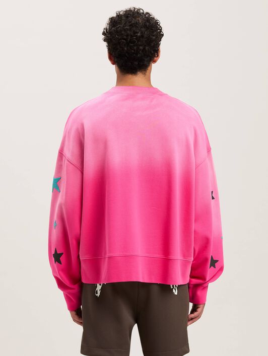PALM ANGELS  Paradise crewneck sweatshirt FUCHSIA - OFF WHITE PMBA026S25FLE001
