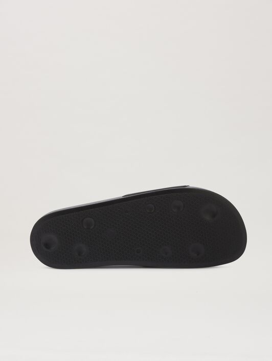 PALM ANGELS Classic Logo Pool Slider BLACK - WHITE PMIC010C99MAT001
