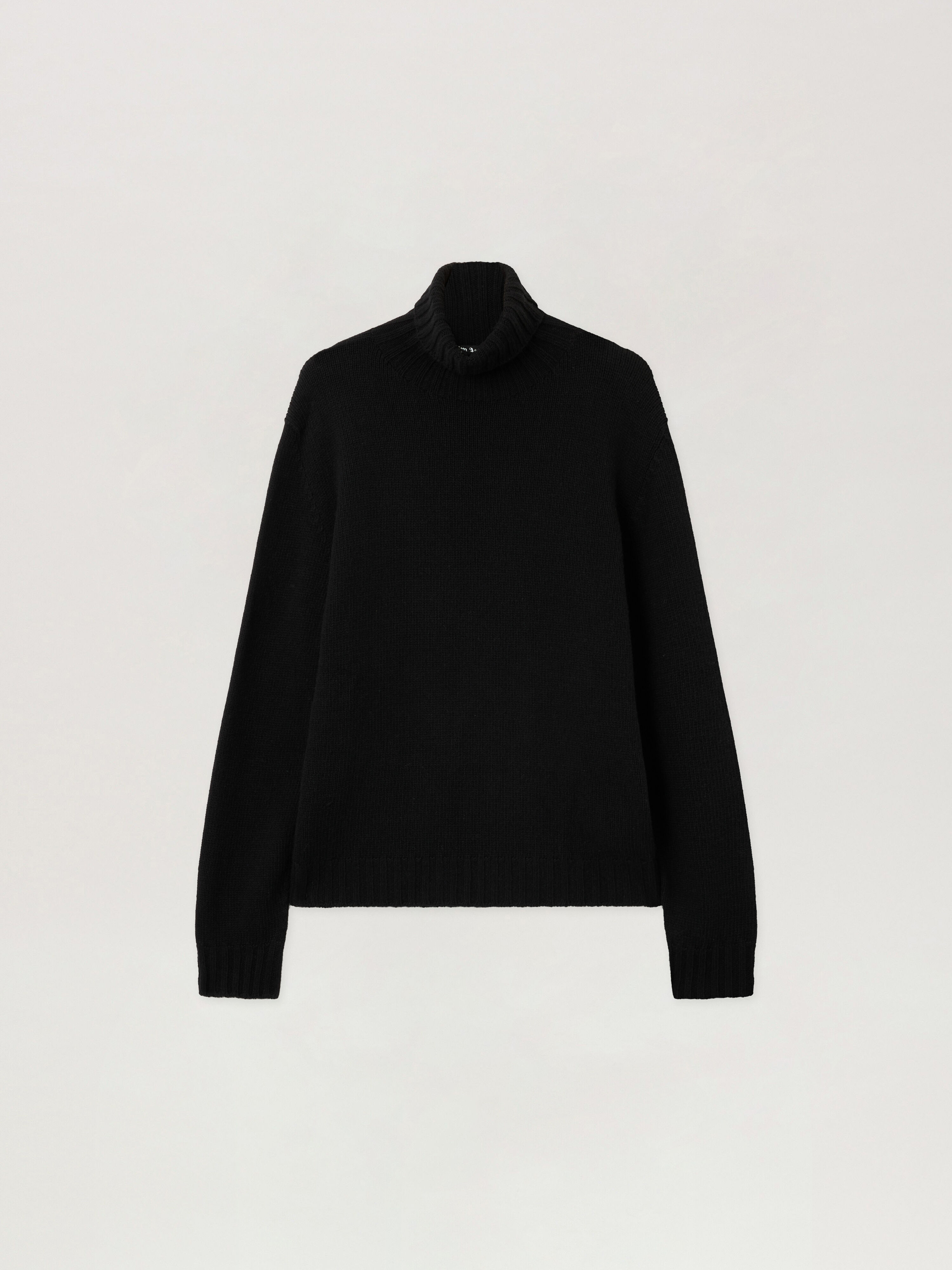 PALM ANGELS Curved Logo Tneck Sweater BLACK WHITE PMHF009C99KNI001