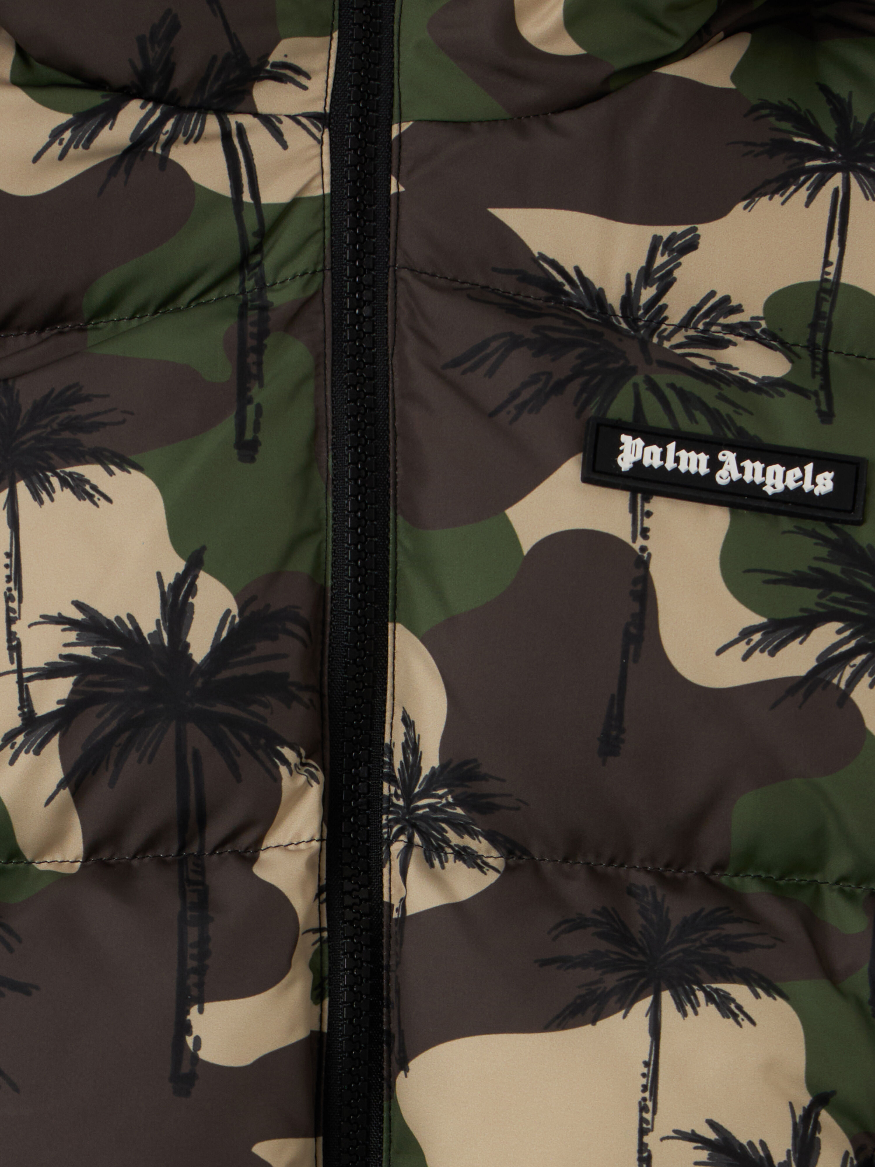 PALM ANGELS Camo Palms Hoodie Puffer Jkt MILITARY CAMOU OFF WHITE PBEJ005F25FAB001
