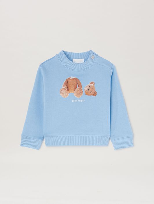 PALM ANGELS  Bear Long sleeves T-shirt LIGHTBLU MARRONE PBXC001S25FLE001