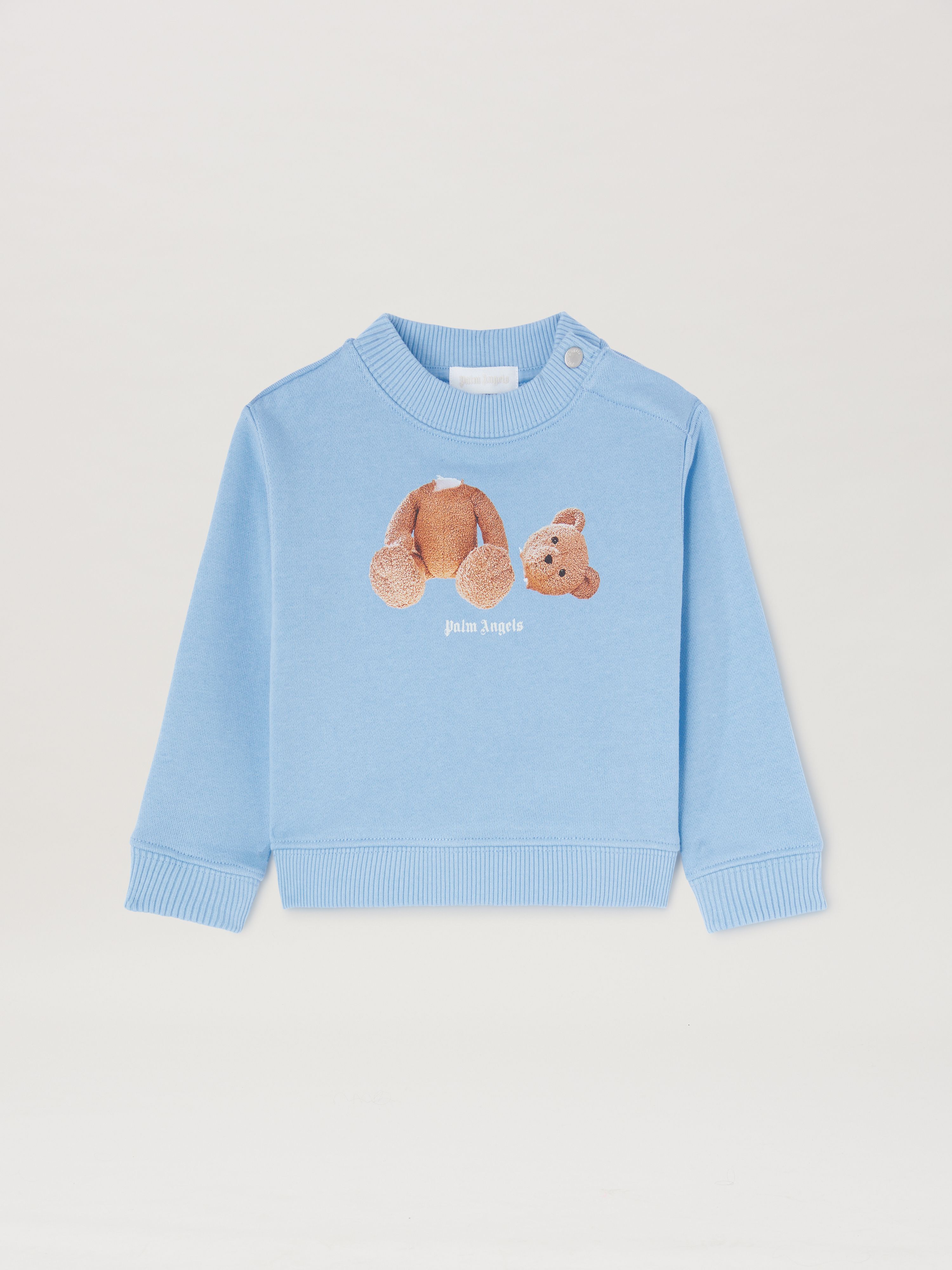 PALM ANGELS  Bear Long sleeves T-shirt LIGHTBLU MARRONE PBXC001S25FLE001