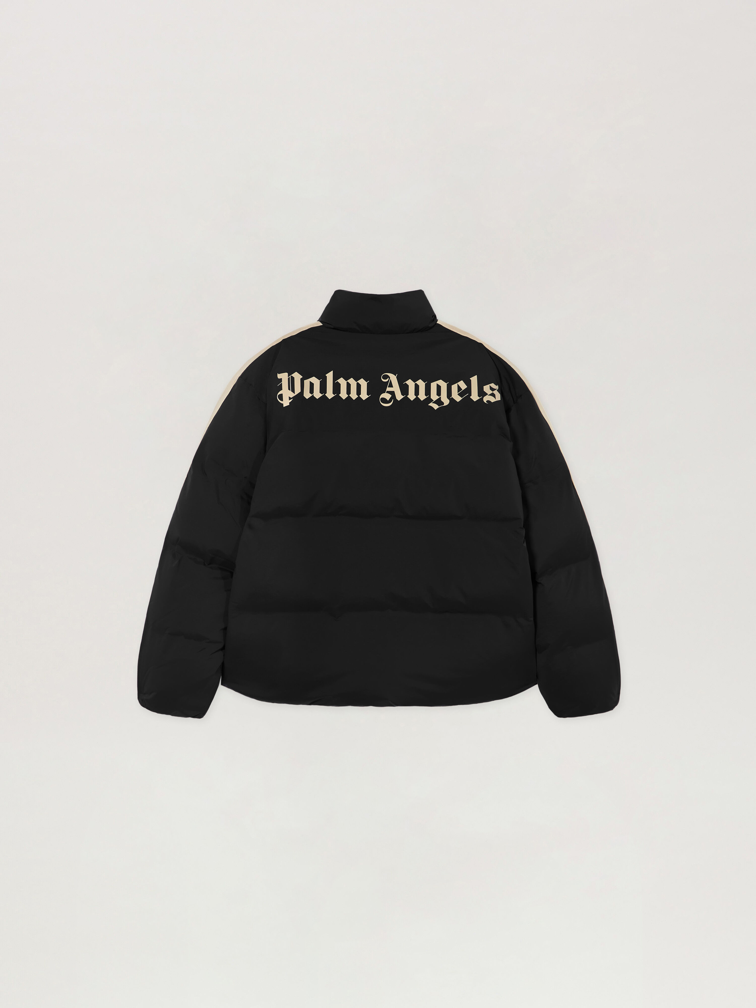 Classic Logo Track Puffer Jacket PALM ANGELS Classic Logo Track Puffer Jacket BLACK - OFF WHITE PAMEJ01F26FB01