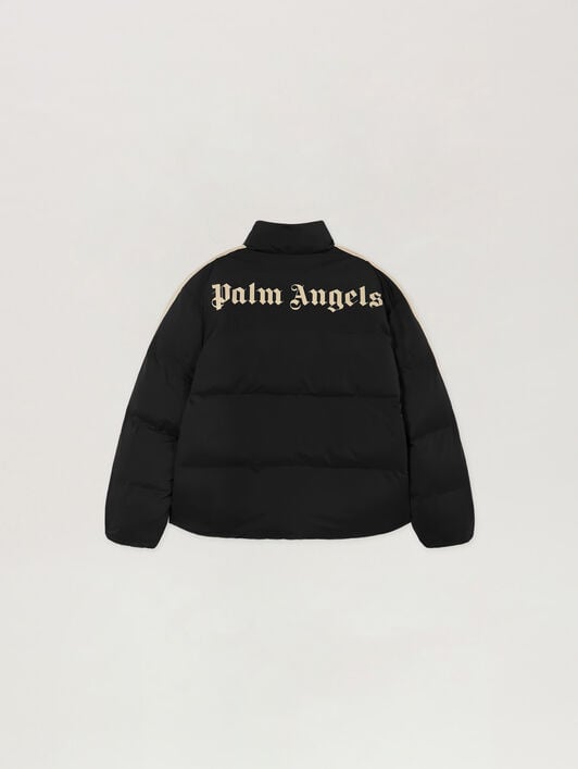 Classic Logo Track Puffer Jacket PALM ANGELS Classic Logo Track Puffer Jacket BLACK - OFF WHITE PAMEJ01F26FB01