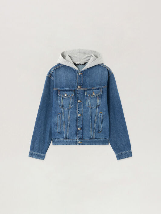 Curved Logo Denim Jacket PALM ANGELS Curved Logo Denim Jacket MEDIUM BLUE MELANGE GREY PMYE05CS26DEN005